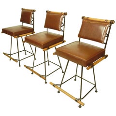 California Modernism Wood Iron Bar Counter Stools Cleo Baldon