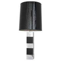 Modern Chrome and Leather Lamp