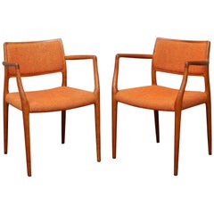 Pair of J.L. Moller Teak Armchairs, Model 80 for Niels Moller