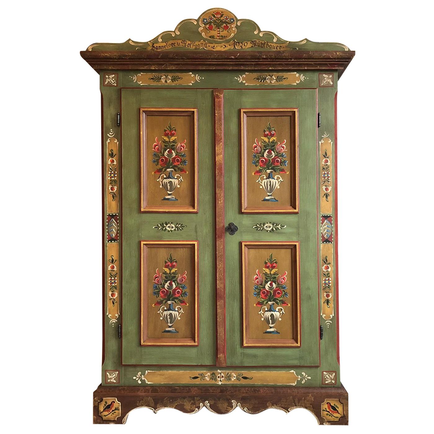 Antique Farmers Cabinet or Wardrobe with Beautiful Painting Works