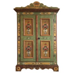 Antique Farmers Cabinet or Wardrobe with Beautiful Painting Works