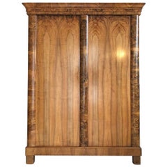 Antique Biedermeier Walnut Cabinet Wardrobe or Armoire