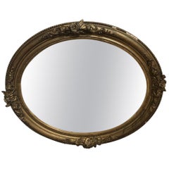 Oval Biedermeier Mirror Original Antique with a Wooden Frame
