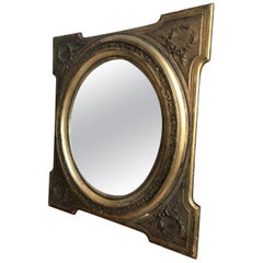 Antique Oval Biedermeier Mirror, Original Frame from 1855