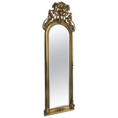 Large Baroque Florentine Mirror with a Gilt Frame and Crown