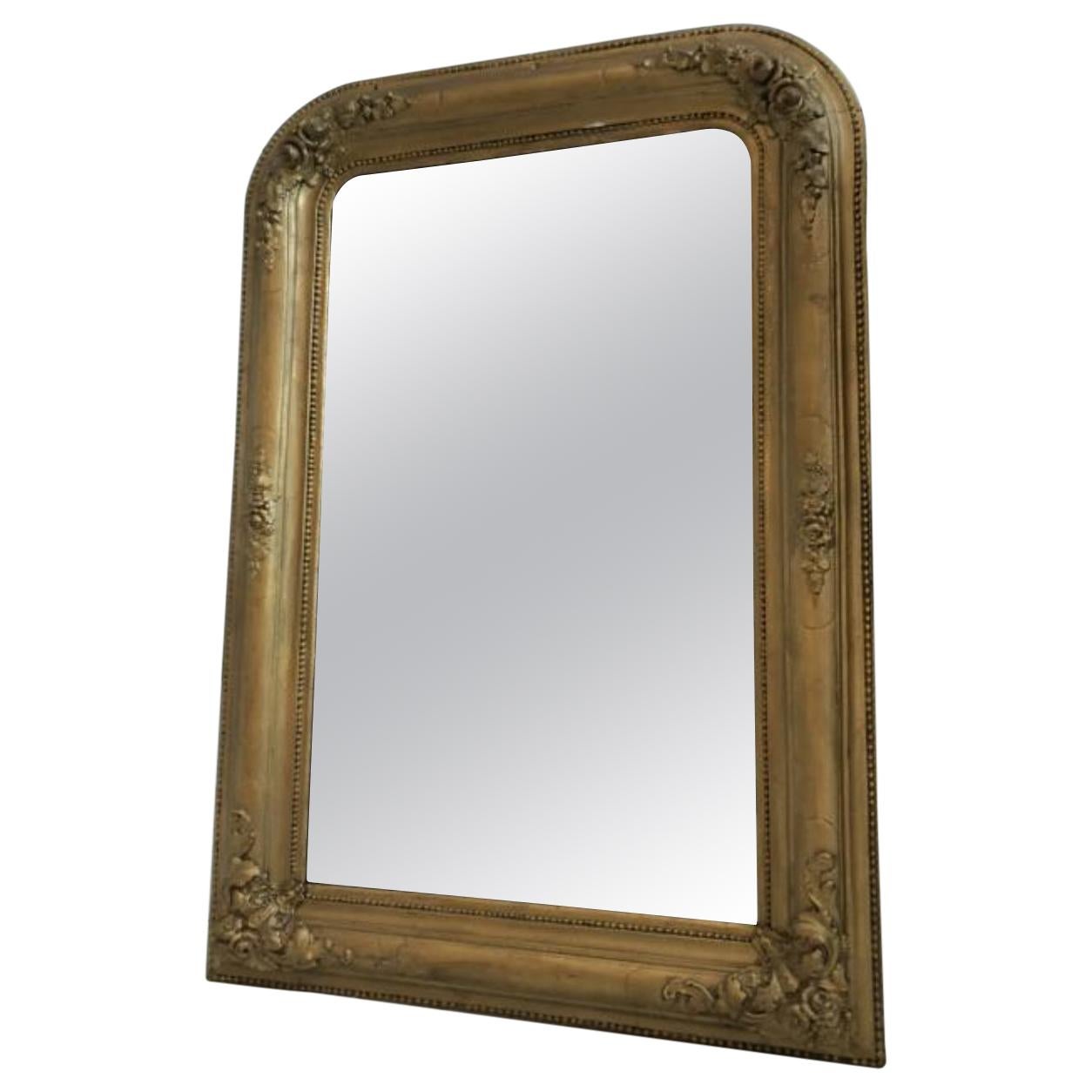 Round Top Antique Biedermeier Wall Mirror Gilt Frame For Sale