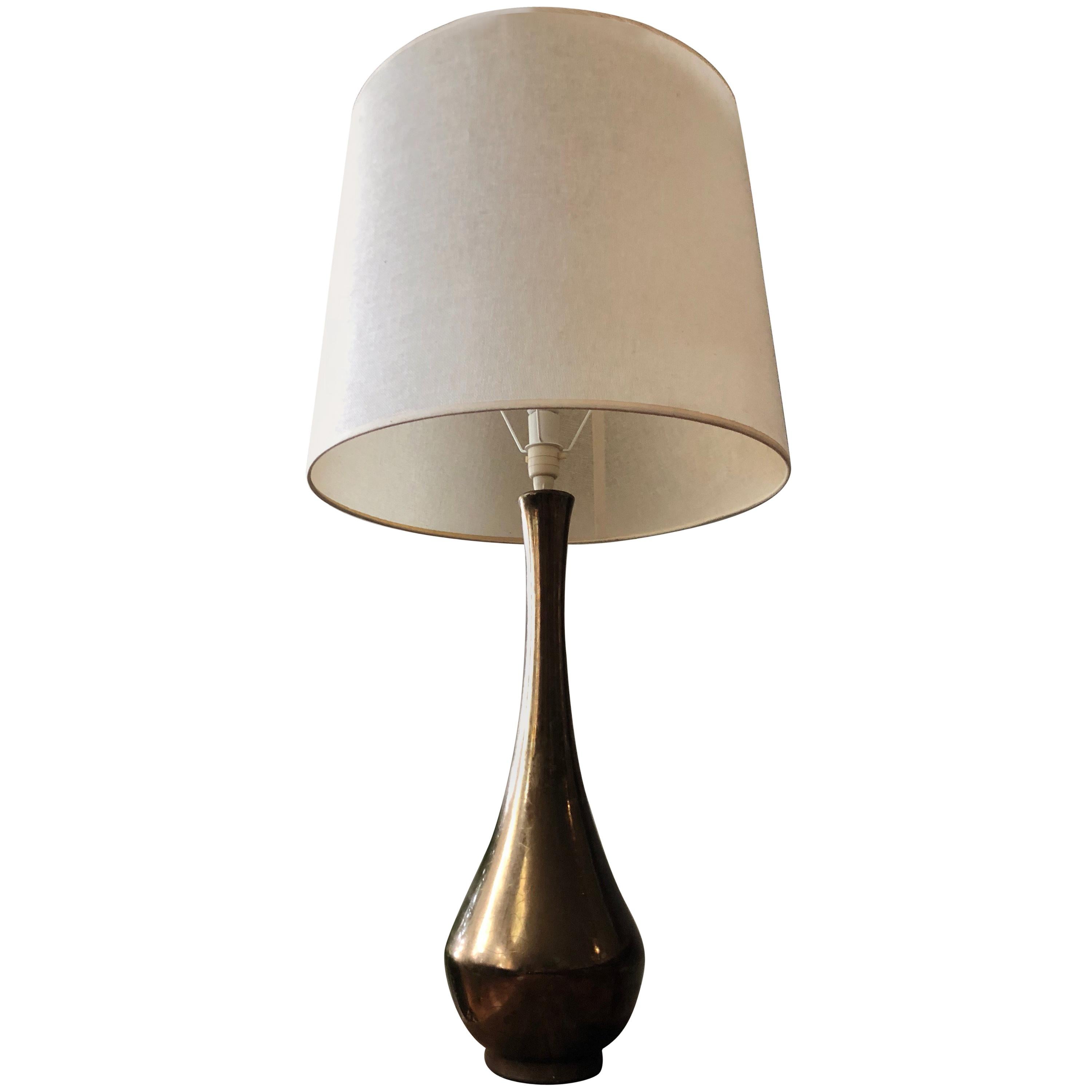 Midcentury Vintage Tall Ceramic Copper Luster Lamp im Angebot