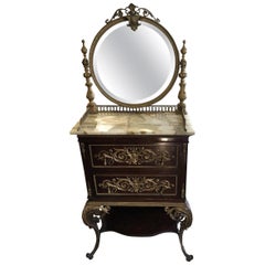 19th Century French Ornate Vanity Dressing Table with Mirror