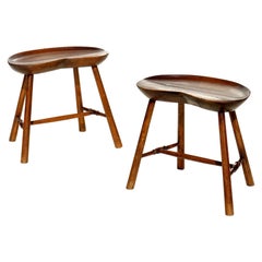 Early 1900s by Adolf Loos Secessionist Wood Pair of Stools