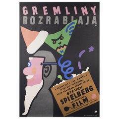 Vintage "Gremlins" Original Polish Film Poster, Jan Mlodozeniec, 1985