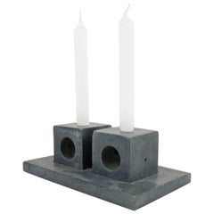 Modernist Cubic Bluestone Candleholder Handmade, Belgium, 1970s