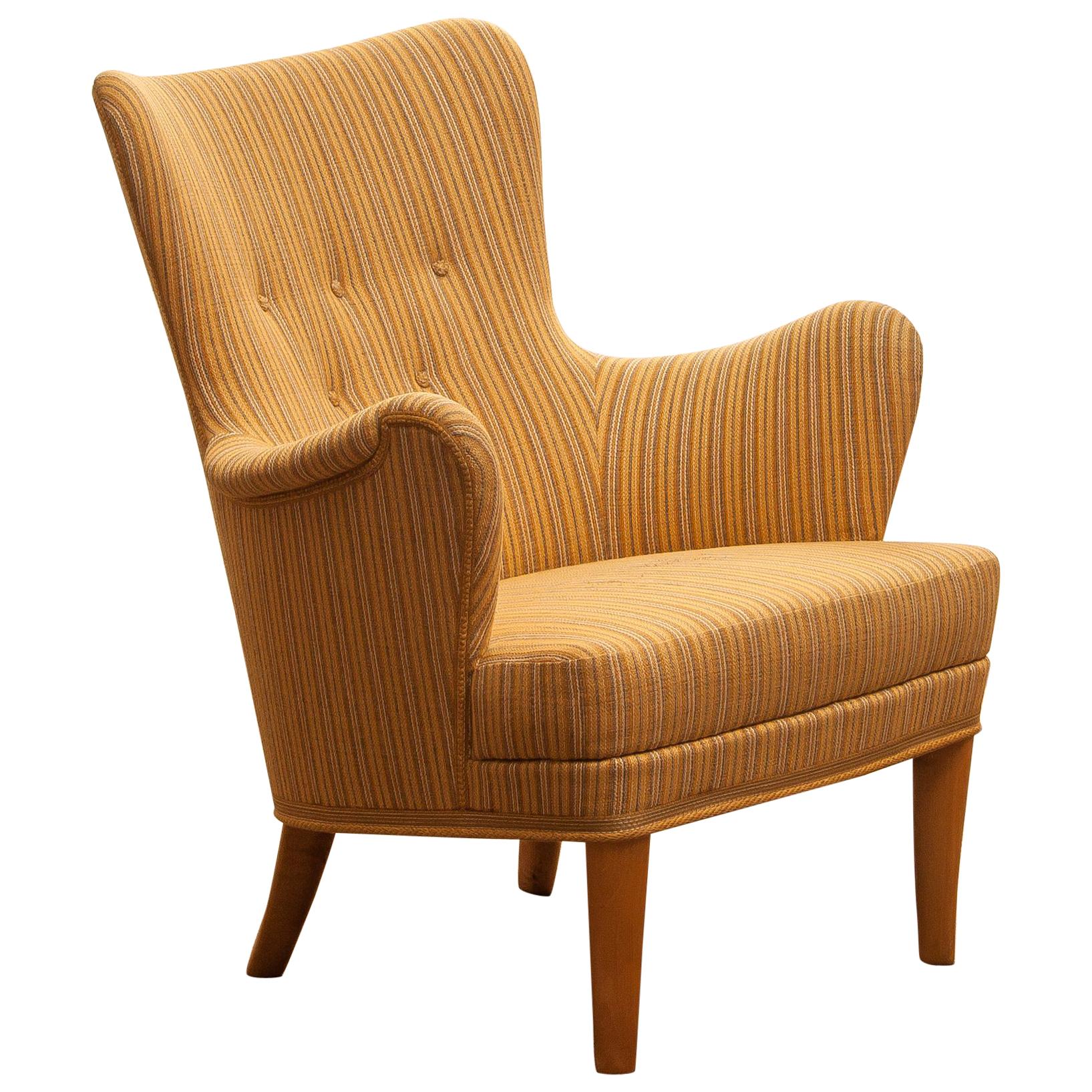 Easy Arm Lounge Chair "Gävle" by Carl Malmsten for Oh Sjogren, 1950s