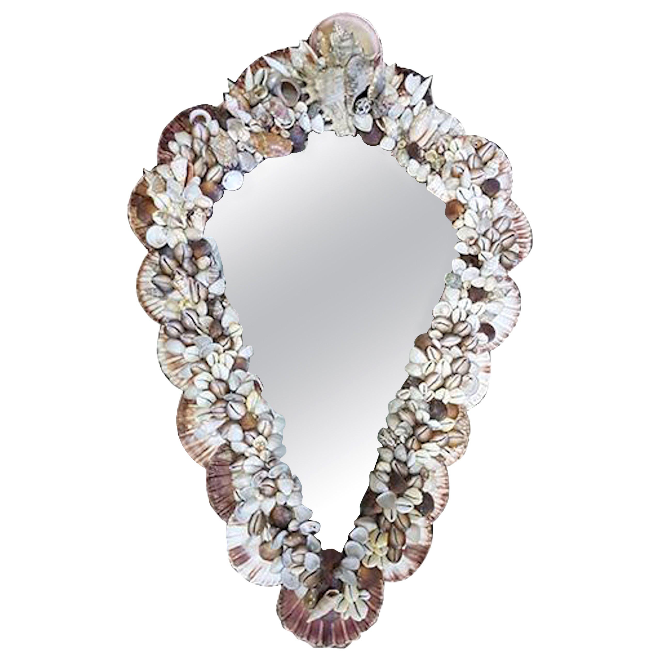 Mid-Century Modern French Wall Mirror Adorned with Shells, 1970s