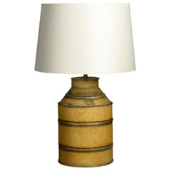 Yellow Ochre Painted Tole Canister Table Lamp