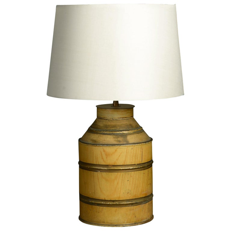 Yellow Ochre Painted Tole Canister Table Lamp at 1stDibs