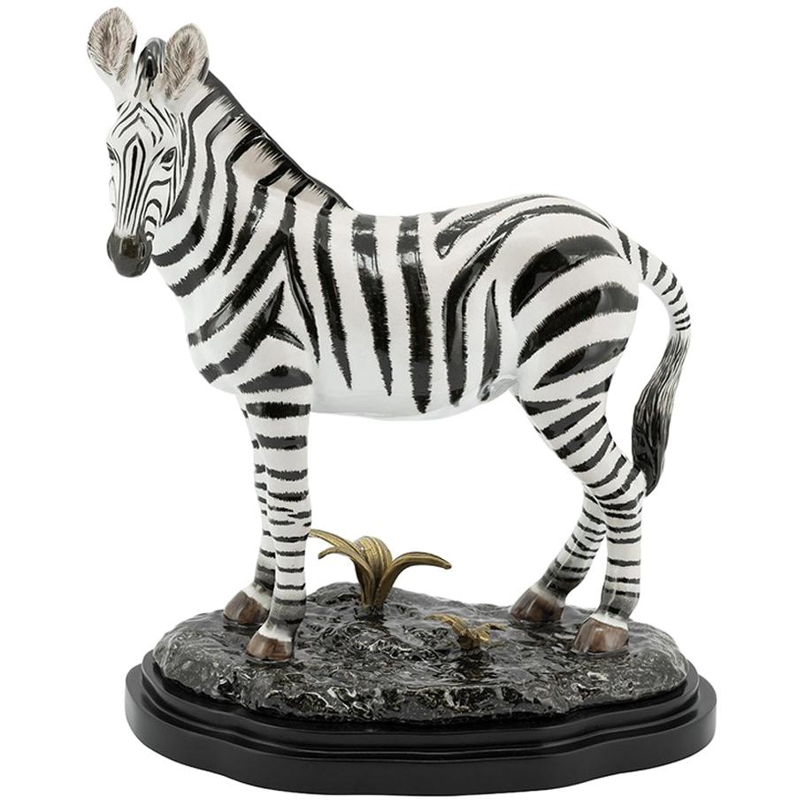 Zebra-Skulptur aus weißem Porzellan im Angebot