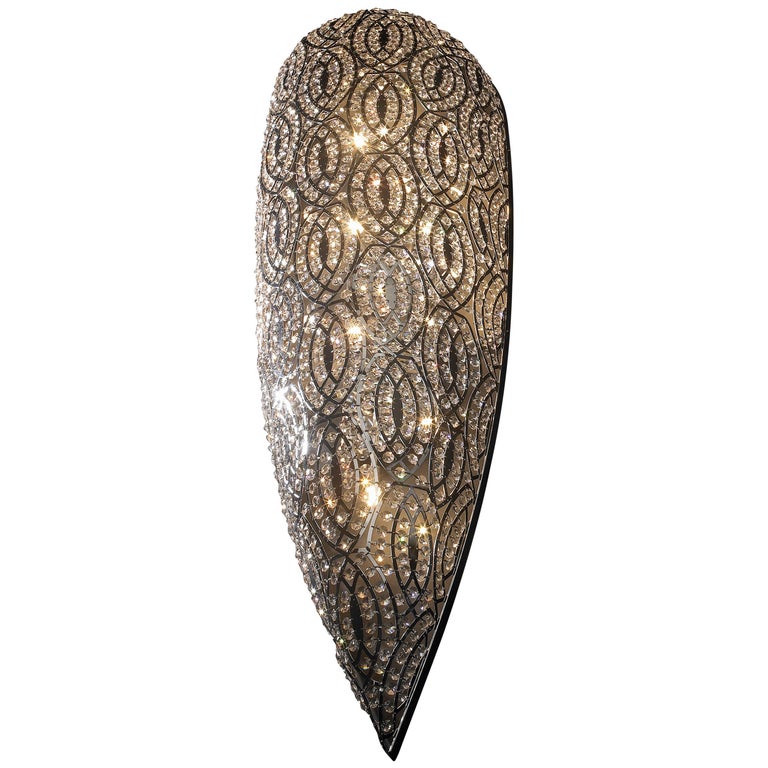 Drop Big Wall Lamp, Chrome Finish, Arabesque Style, Italy For Sale at