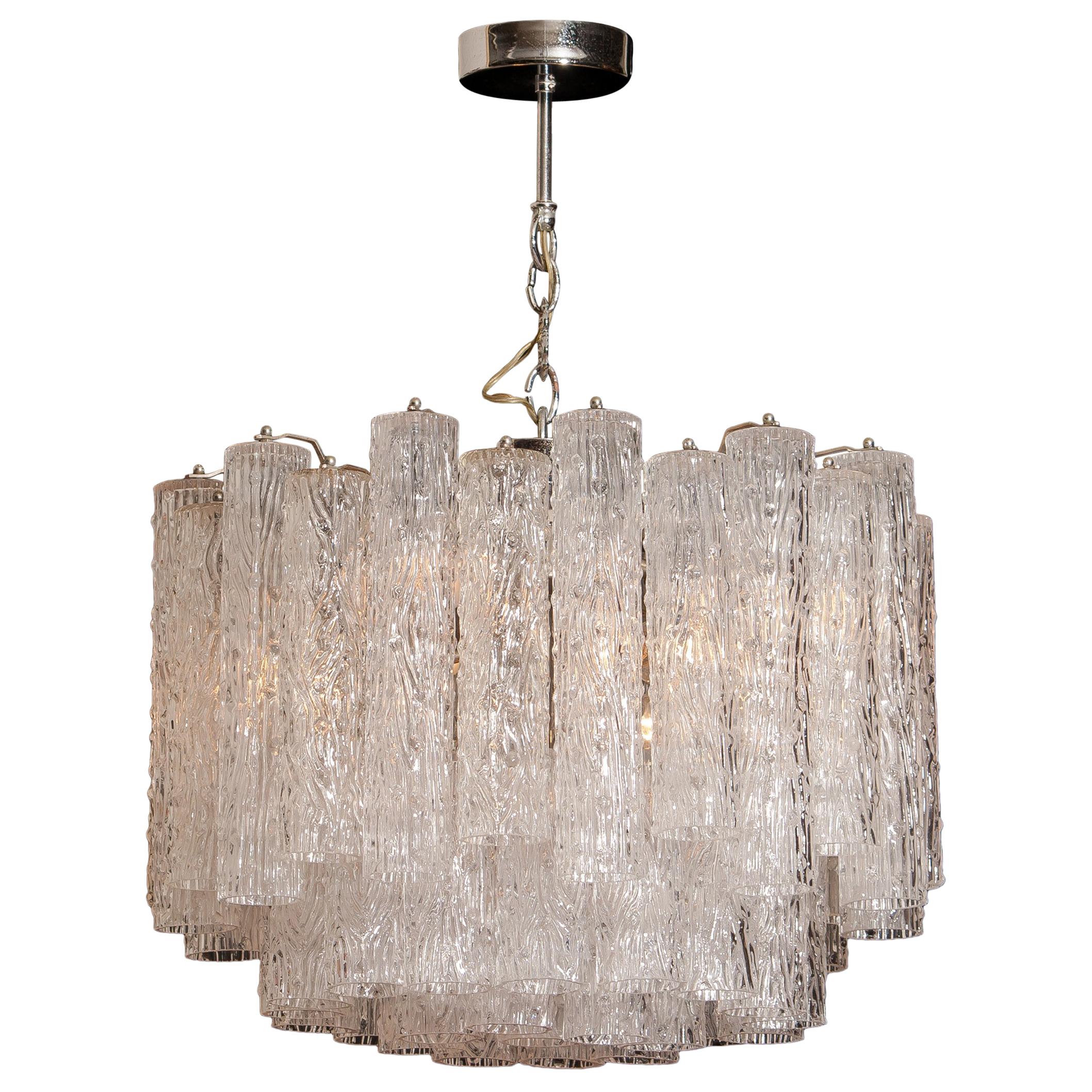 Clear Tronchi Murano Crystal Chandelier by Toni Zuccheri, Italy, 1960