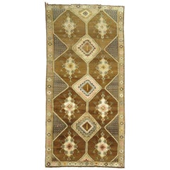 Vintage Brown Turkish Gallery Runner