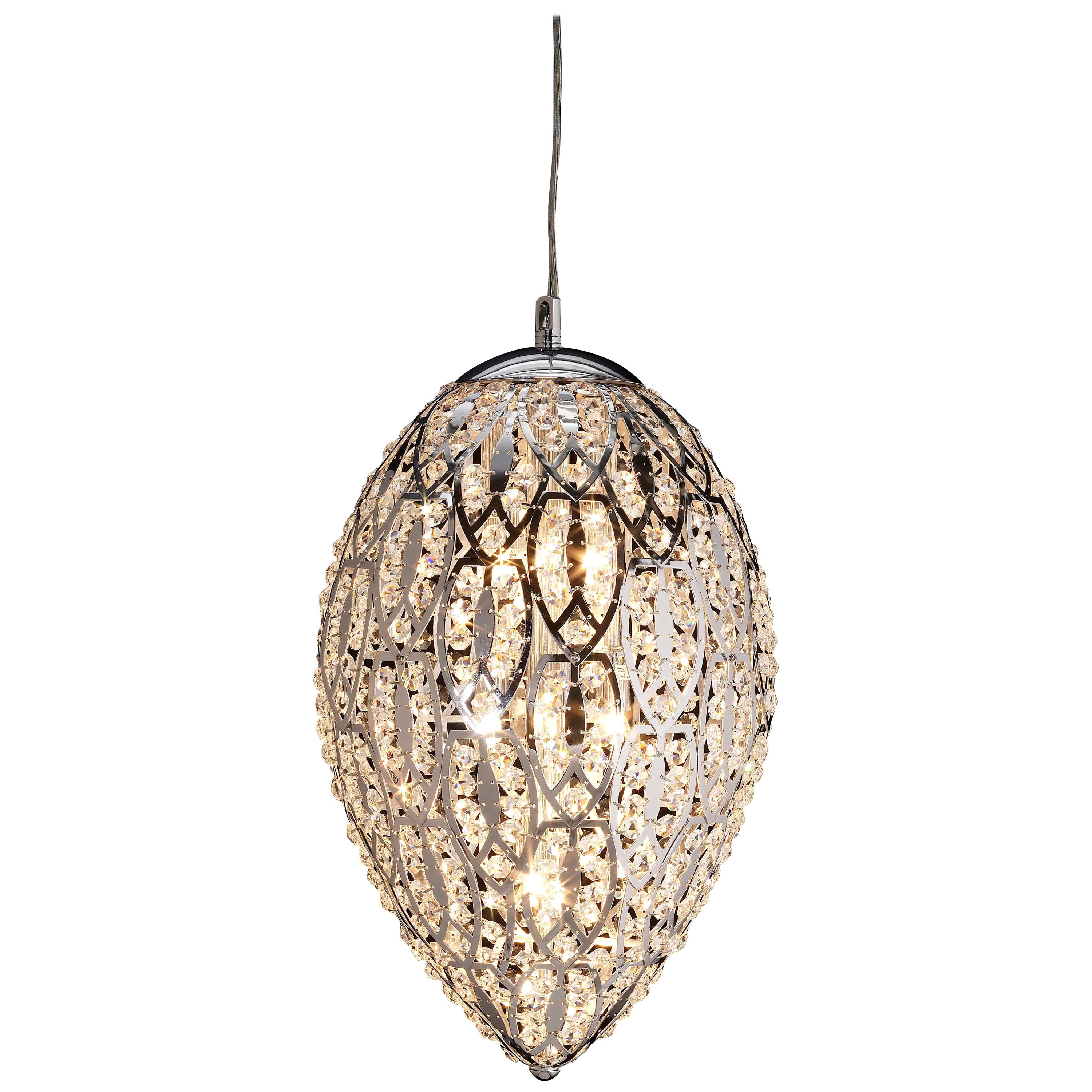 Egg Medium 1 Pendant Lamp, Chrome Finish, Arabesque Style, Italy For Sale