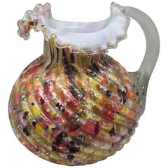 Used Multicolored Glass Pitcher