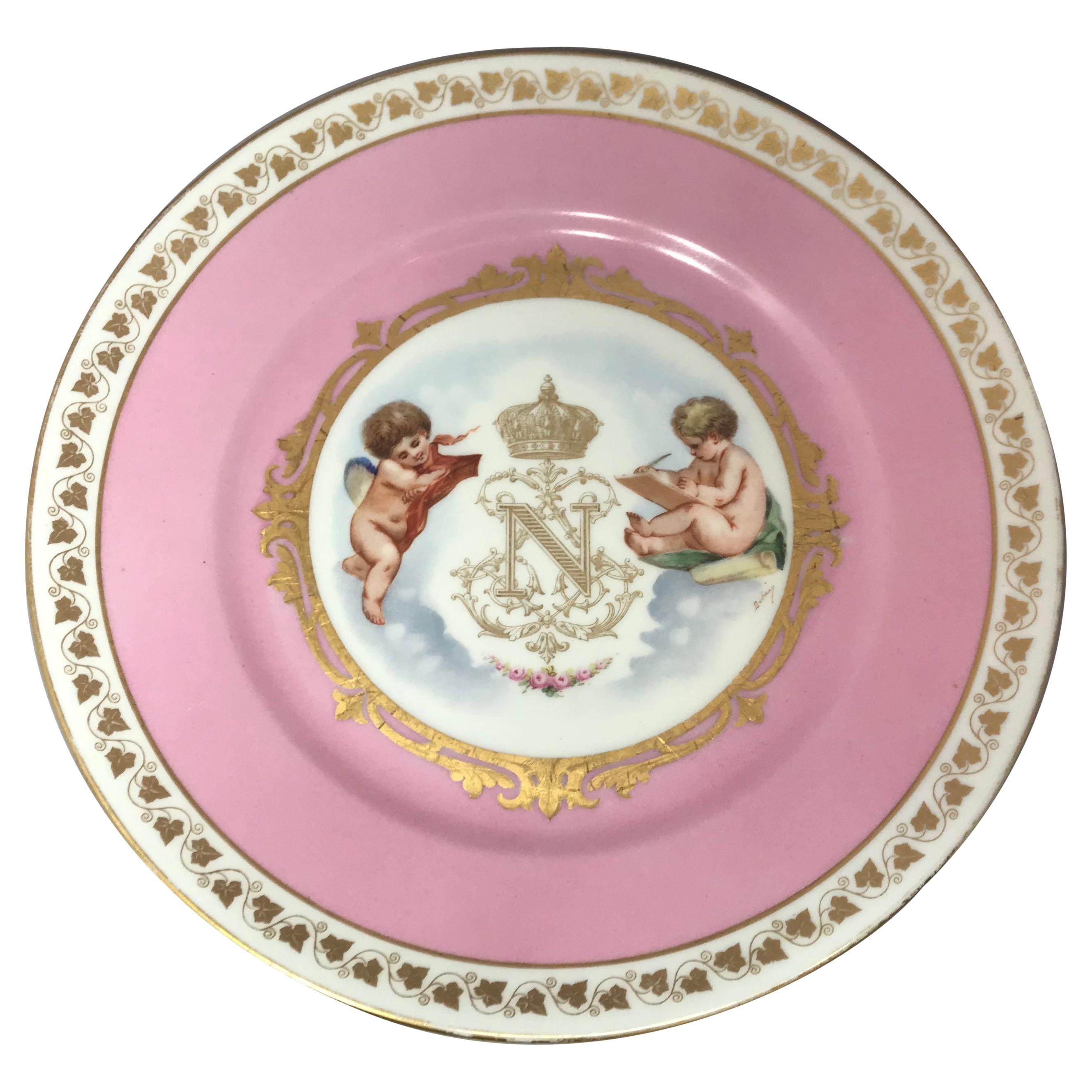 Sèvres Pink and Gilt Napoleon Plate