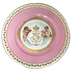 Assiette Napoléon de Sèvres:: rose et dorée