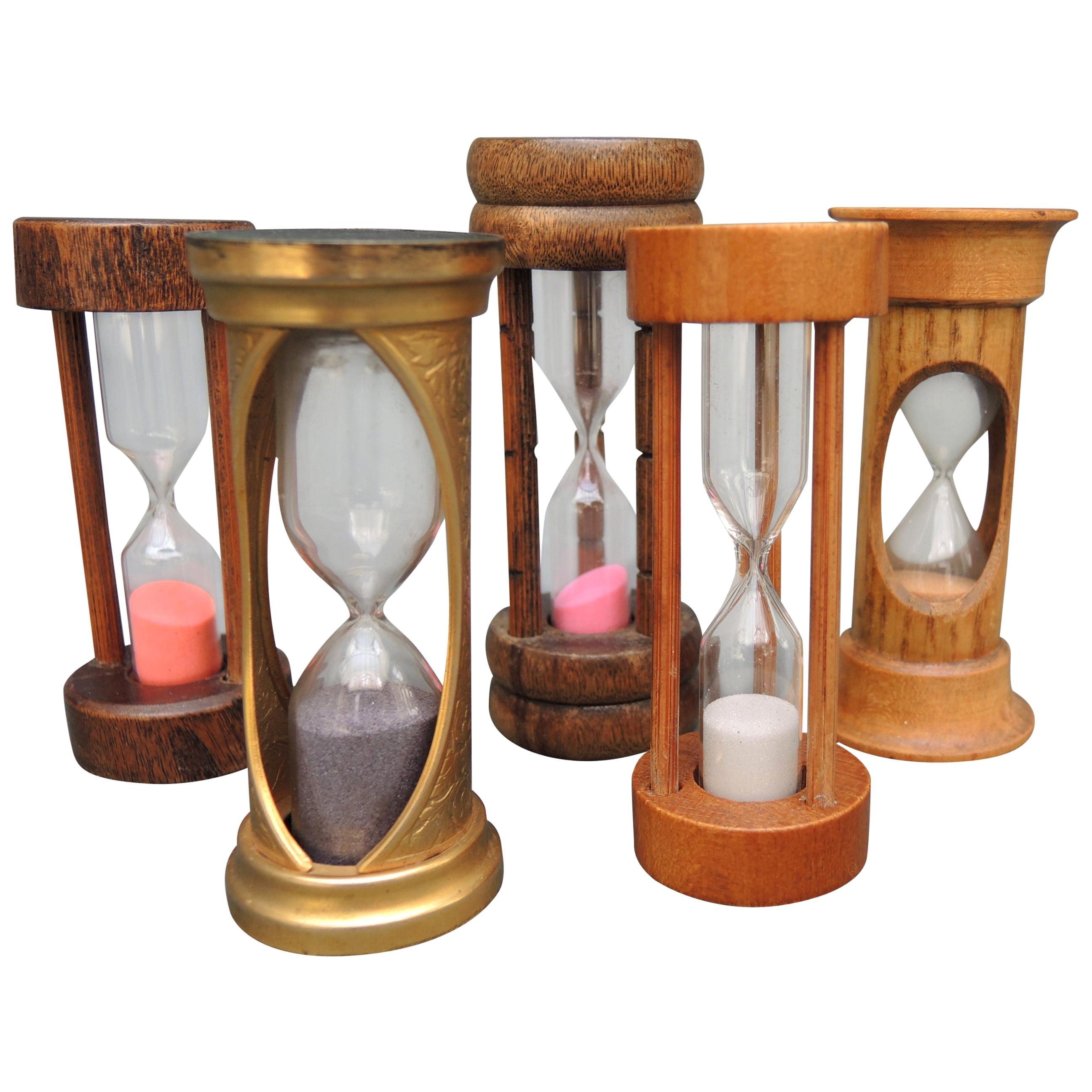 Five Vintage Sand Timer “Hour” Glass Timers