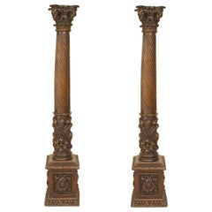Antique Pair of Italian Renaissance Walnut Pedestals