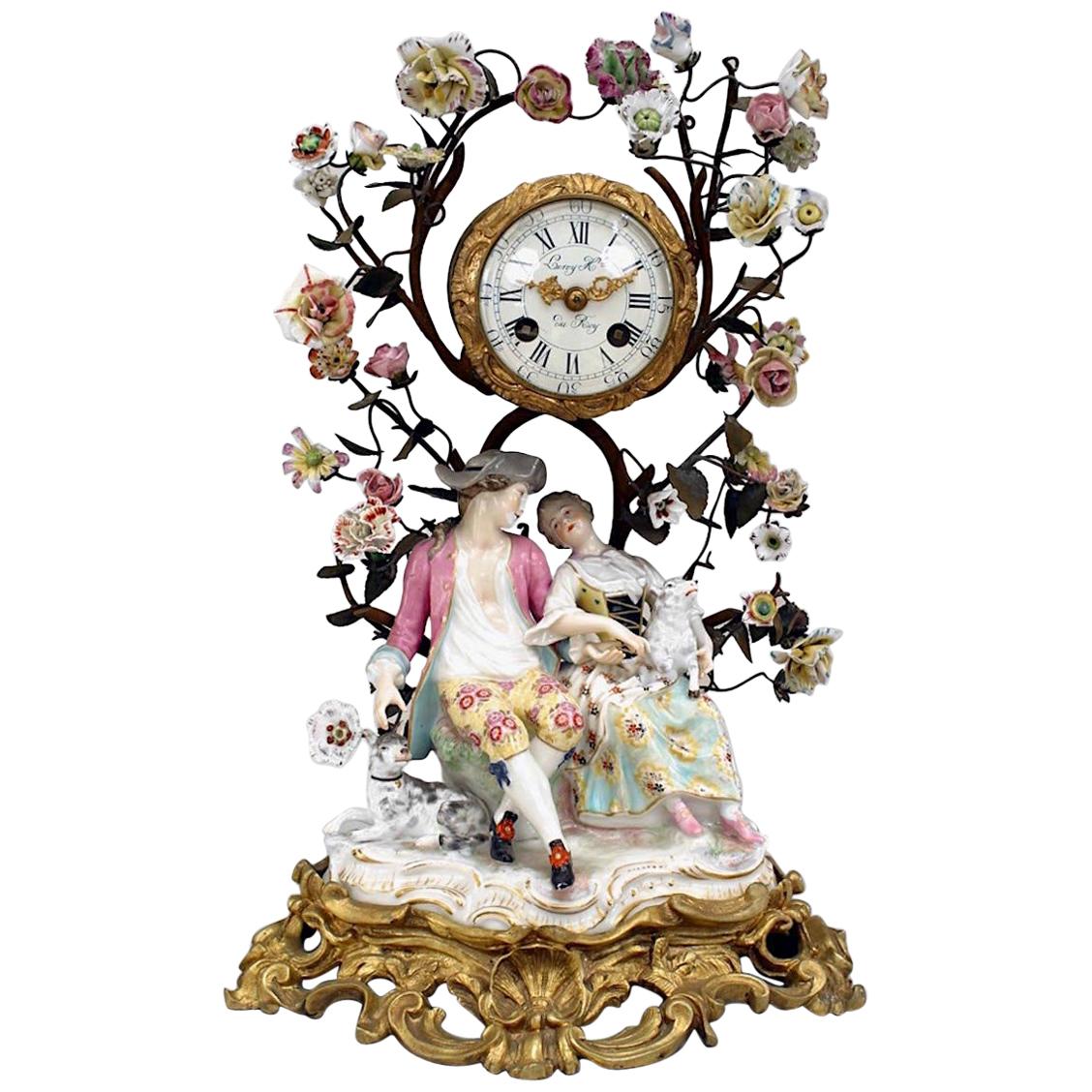 German Meissen Porcelain Clock For Sale