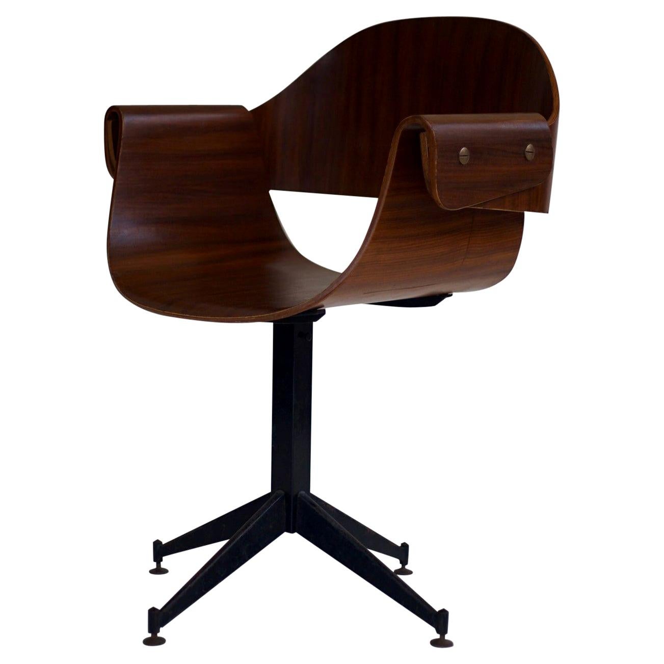 1950s Bent Ply Desk Chair by Carlo Ratti, Italy