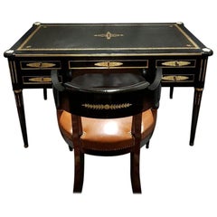 Napoleon III Desk Secretary Writing Table and Its Armchair France, 19th Century