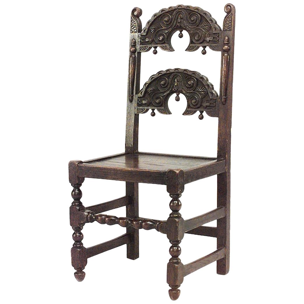 Set of 4 English Charles II "Derbyshire" Side Chairs For Sale