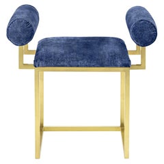 Awaiting, H Stool Brass and Velvet