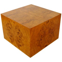 Mid-Century Modern Milo Baughman Thayer Coggin Burl Wood Cube Coffee Table 1970s