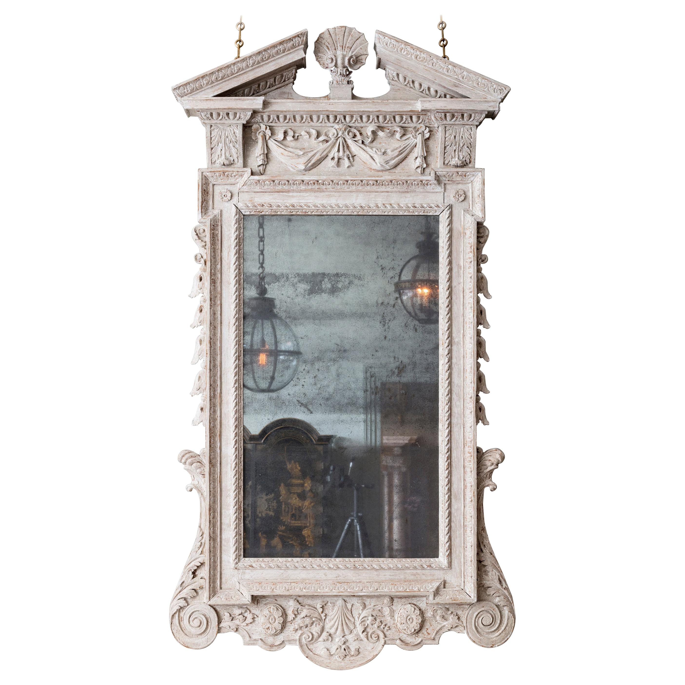 George II White Painted Mirror For Sale