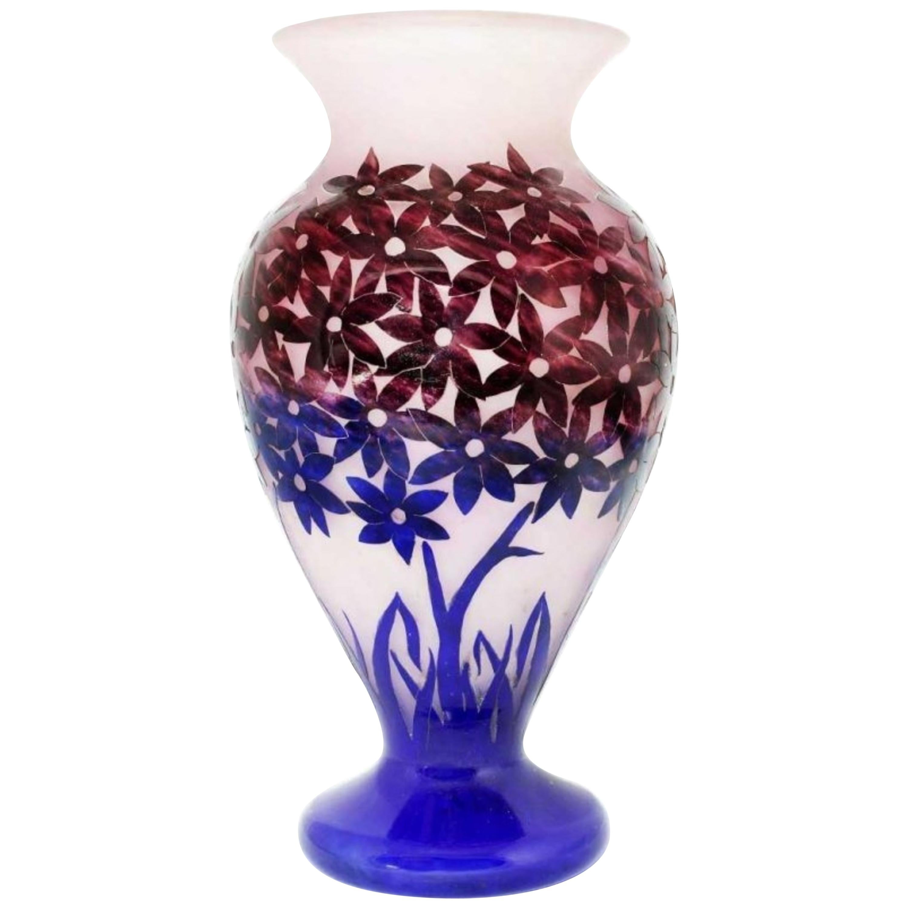 Large Degué Cameo Glass Vase, circa 1930