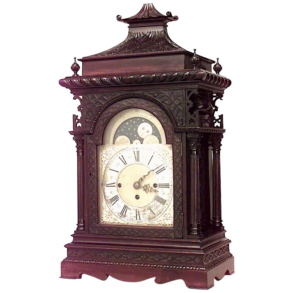 Chinese Chippendale Mahogany Mantel Clock