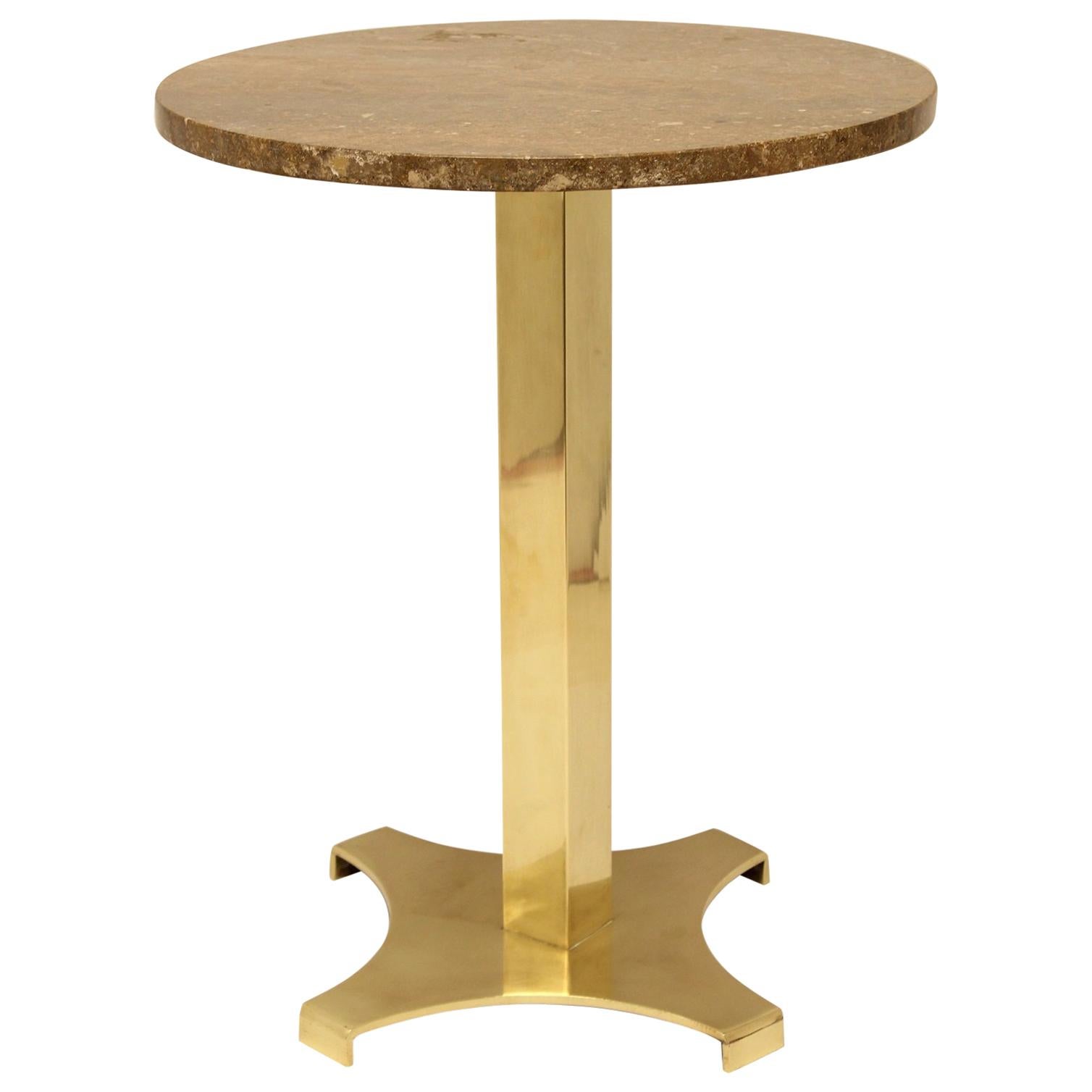 Midcentury Italian Brass and Marble Drink Table