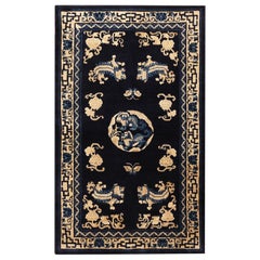 Small Antique Peking Foo Dog Chinese Rug. Size: 4 ft 1 in x 6 ft 6 in