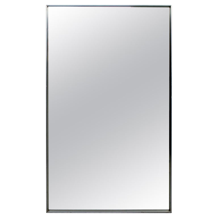 Mid Century Modern Large Chrome Plated Rectangular Hart Co Wall Mirror 1960s