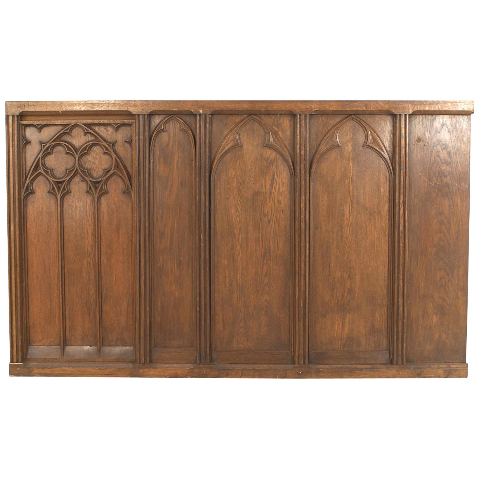 2 English Gothic Revival Oak Panel Railings For Sale