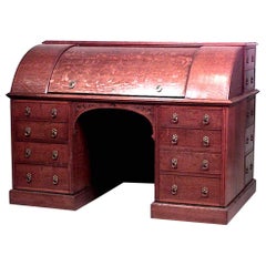 Antique English Arts and Crafts Oak Roll Top Desk