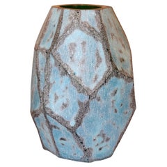 Peacock Blue Glass Vase, China, Contemporary