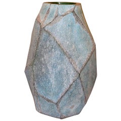 Peacock Blue Glass Vase, China, Contemporary