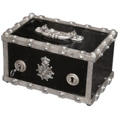 19th Century French Black and Silver Cast Iron Hobnail Studded Safe
