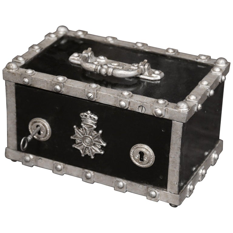 19th Century French Black and Silver Cast Iron Hobnail Studded Safe at ...