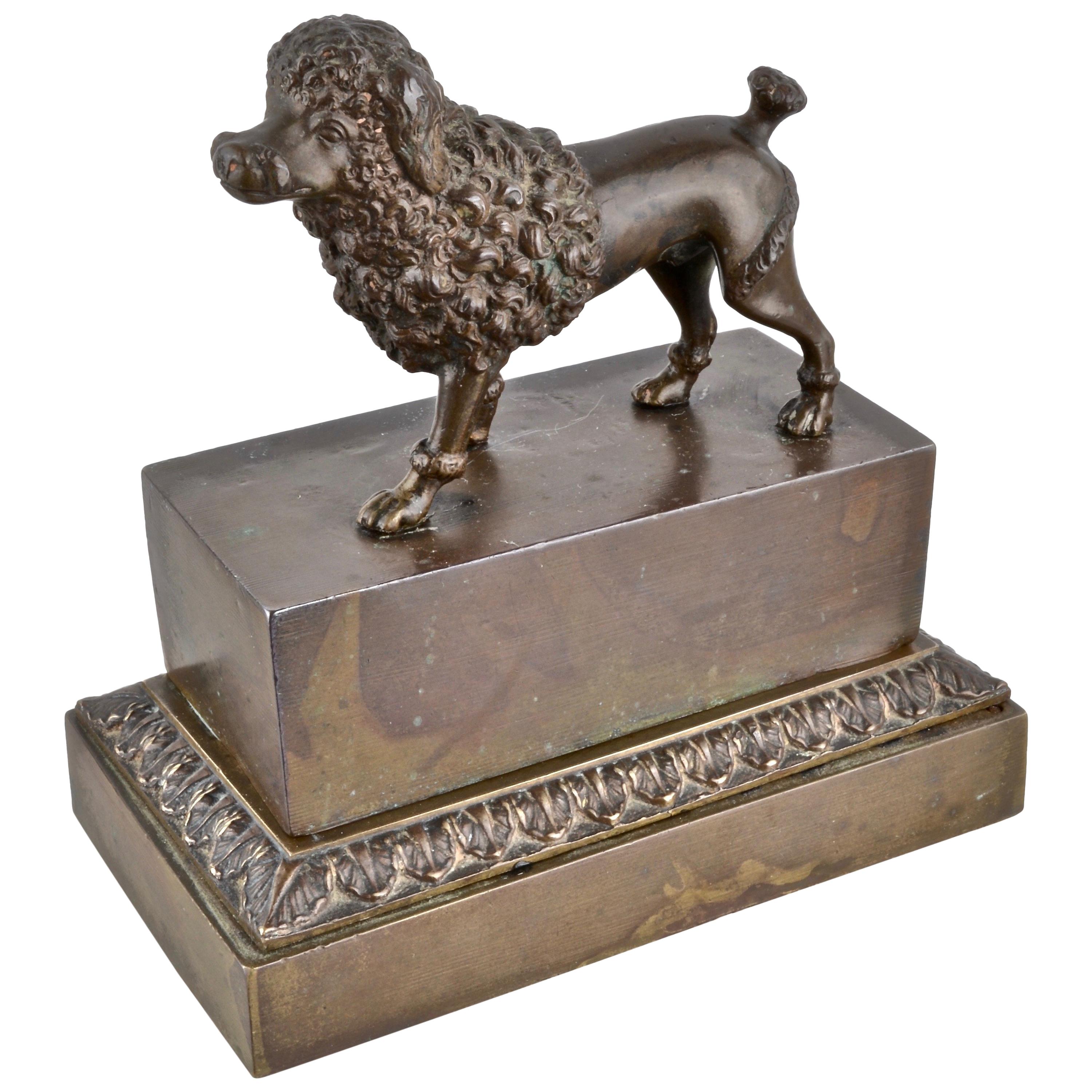 Bronze Poodle Inkwell, France, 19th Century For Sale