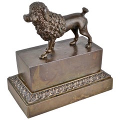 Antique Bronze Poodle Inkwell, France, 19th Century