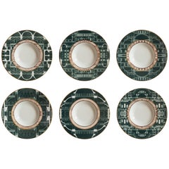 Set of Six Lebanon Porcelain Dinner Plates, Made in Italy